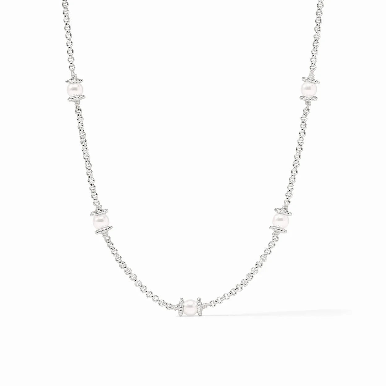 Hydra Delicate Station Necklace-Silver Pearl