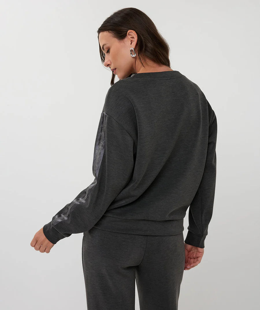 Modal Top w Silver Detail-Dark Grey