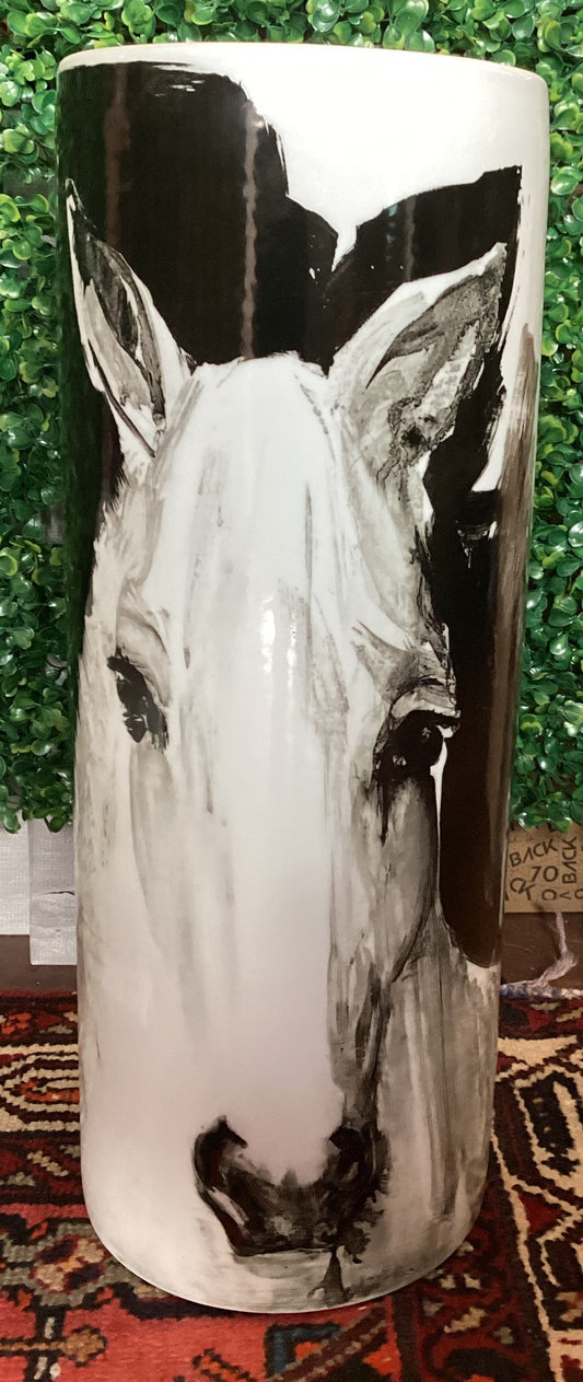 White Horse Porcelain Vase