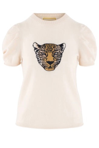 Cheetah Cashmere Crewneck Knit Sweater