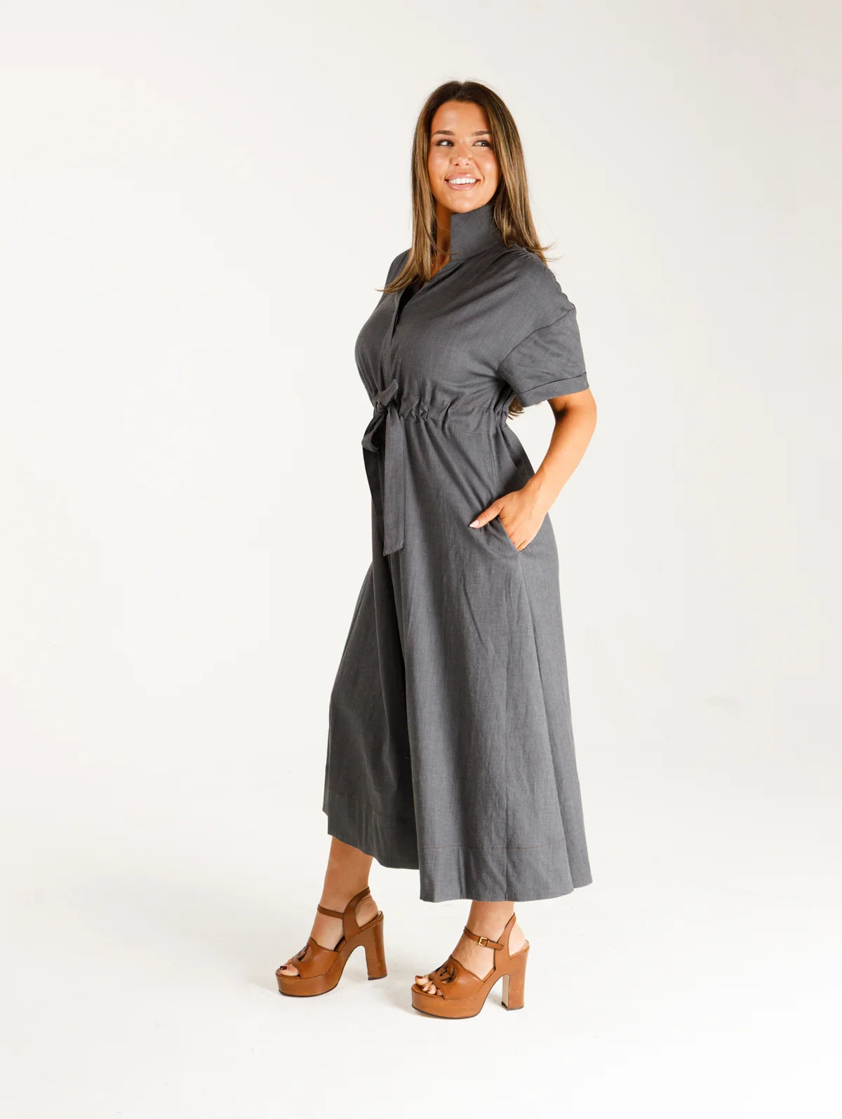 Bria Dress - Black Washed Denim