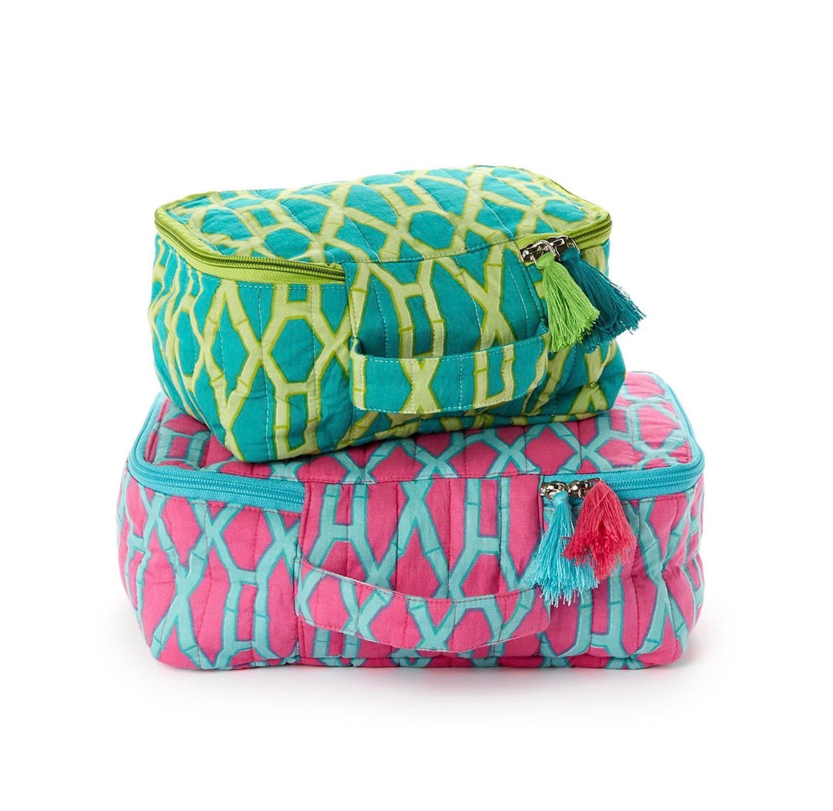 Preppy Bamboo Cotton Block Printed Packing Cubes Set