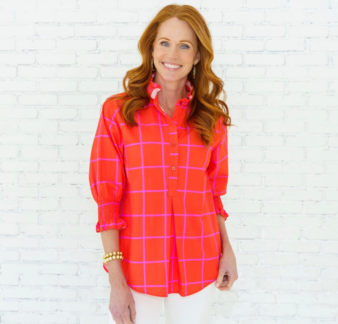 Kimberly Park Top-Orange & Pink