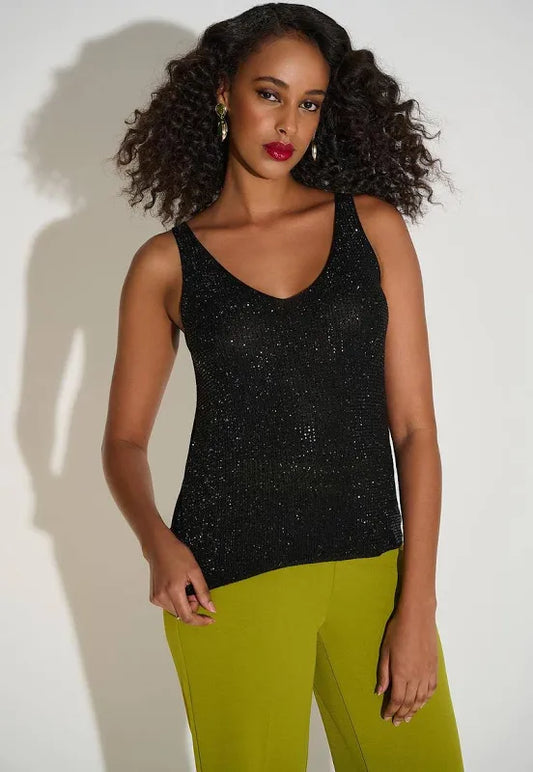 Black Knitted Rhinestone Camisole