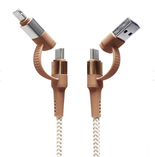 Two Faced 6” Woven Charging Cable-Natural