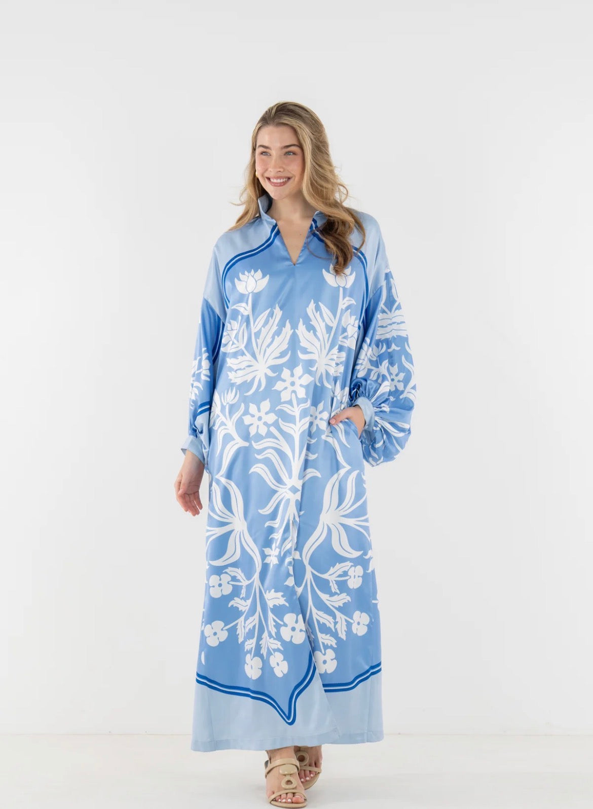 Fiona Dress- Dutch Tile