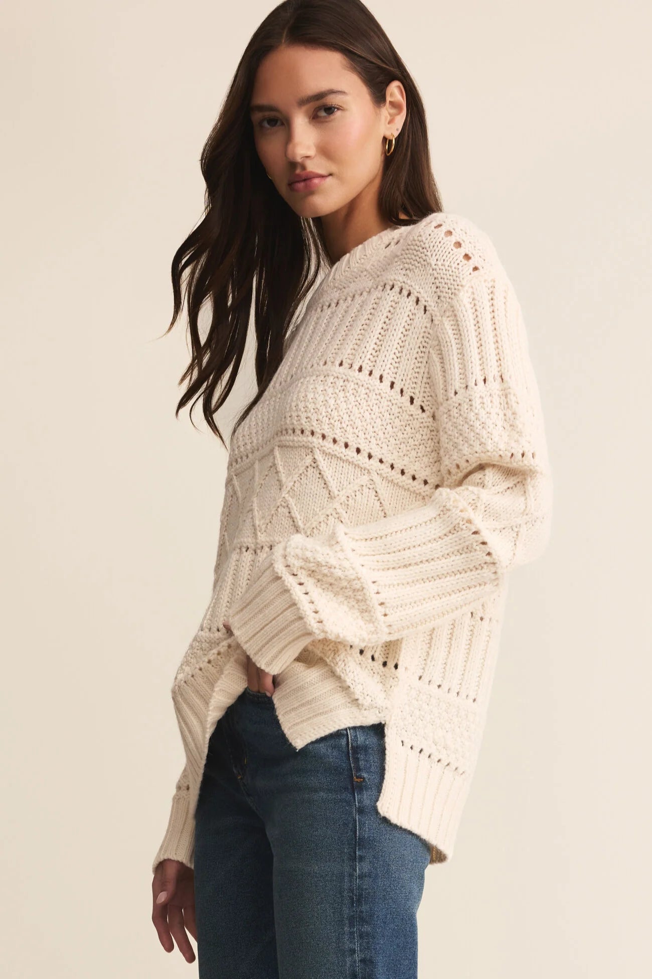 Cento Cable Sweater-Winter White