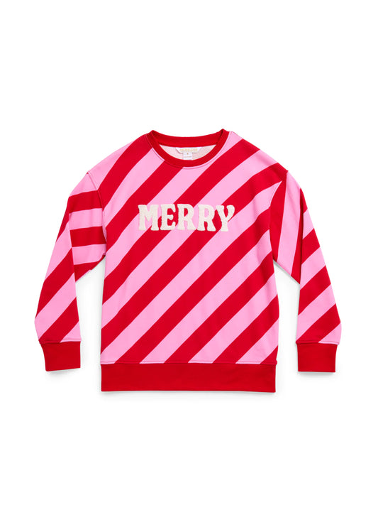 “Merry” Diagonal Striped Sweatshirt