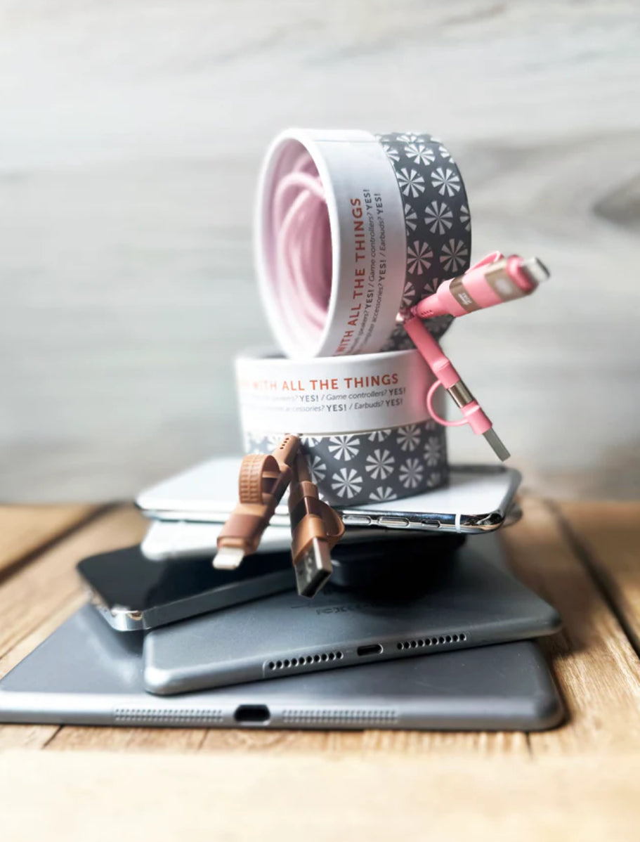 Two Faced 6” Woven Charging Cable-Natural