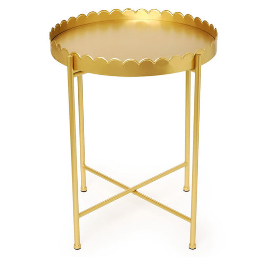 Gold Scalloped Edge Round Side/Accent Table