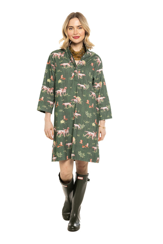 Arden Dress-‘Dogs on the Hunt’ Cord Dress-Green