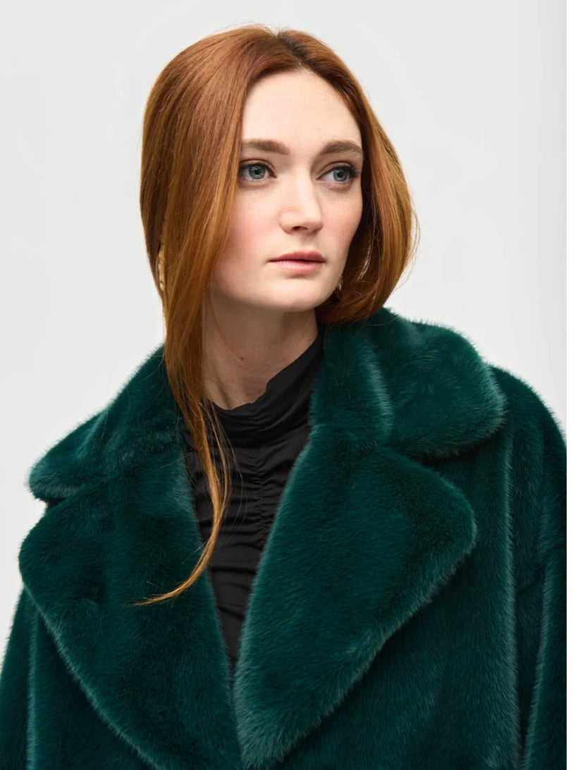 Joseph Ribkoff Faux Fur Coat Green