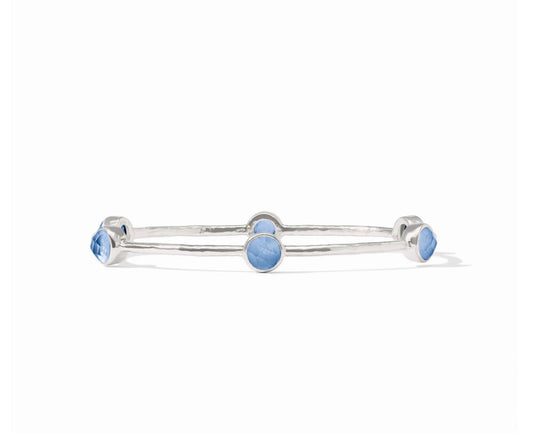 Milano Luxe Bangle - Silver - Iridescent Chalcedony Blue