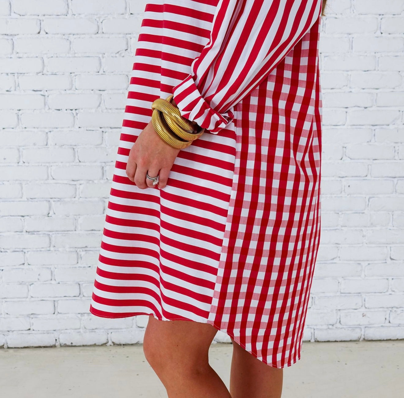 Preppy Dress-Stripe & Gingham-Red