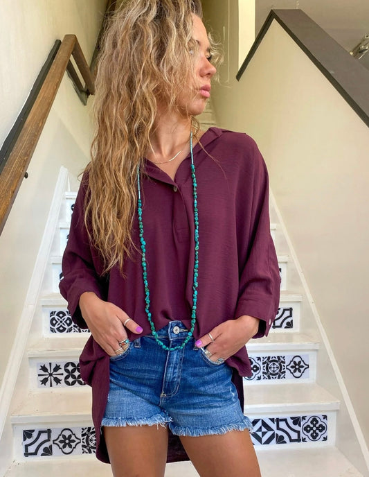 Collared Dolman Popover Top