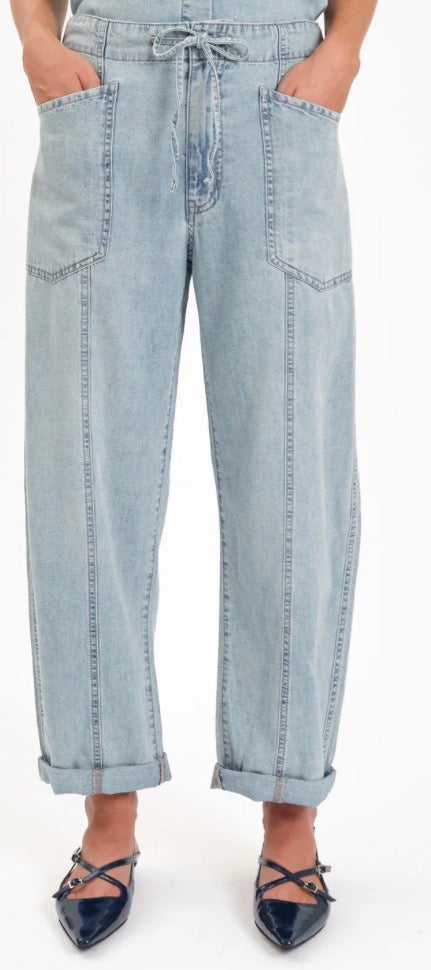 Villa Drawstring Barrel Jean-Wild Card