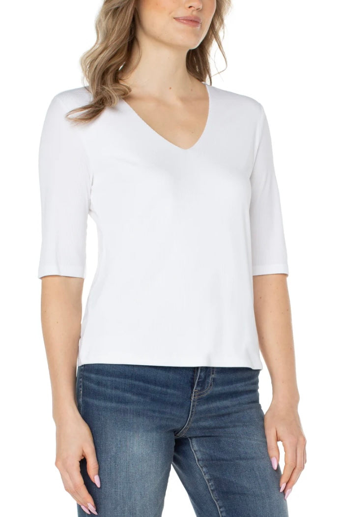 Double Layer V Neck Rib Top