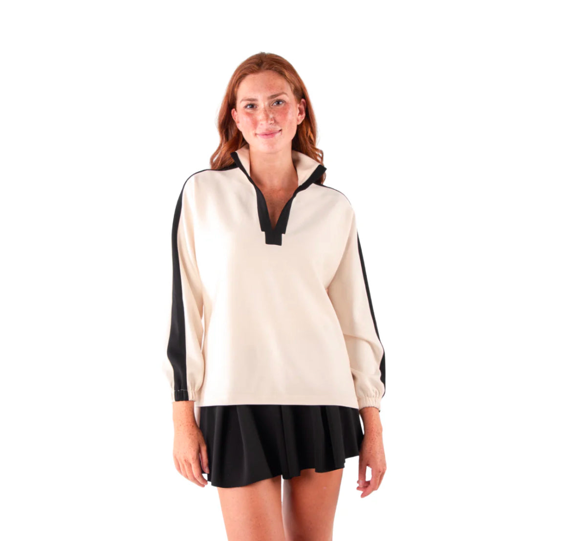 Poppy Pop-Over Scuba Top-Black Sand