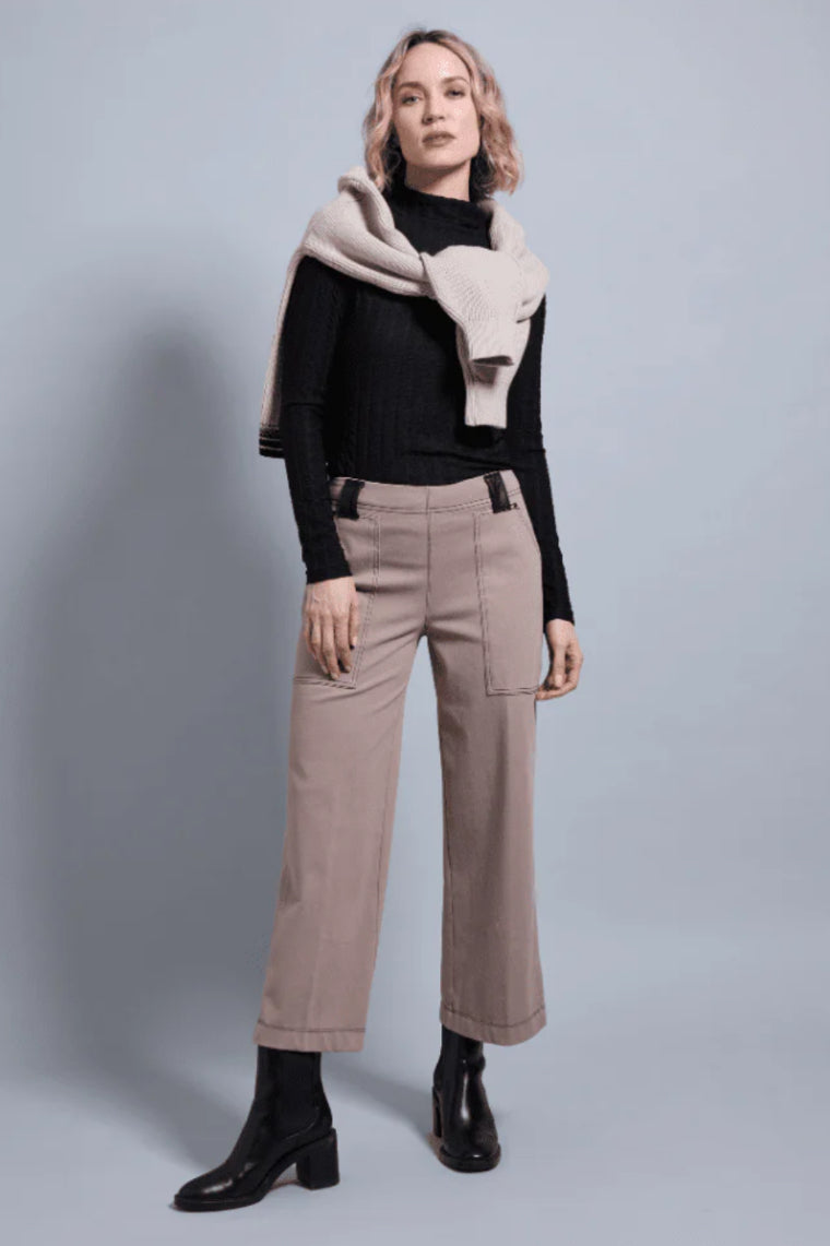 Valerie Wide Leg Crop Denim-Timeless Taupe