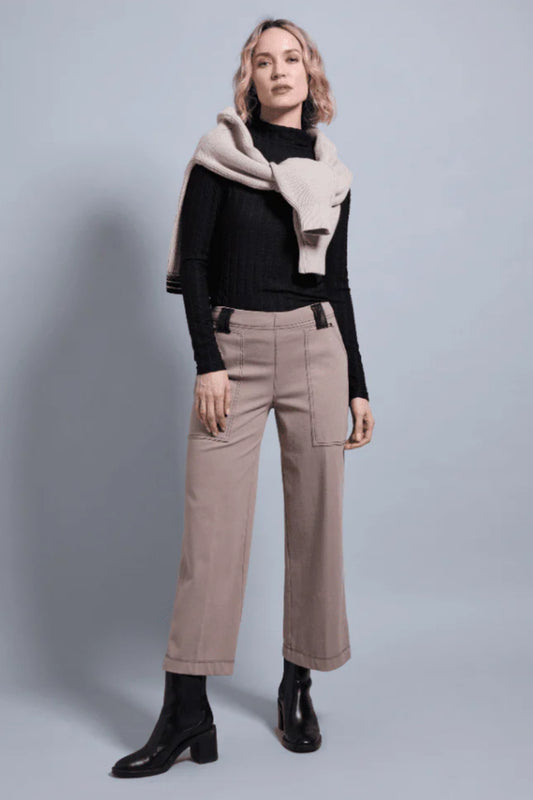 Valerie Wide Leg Crop Denim-Timeless Taupe