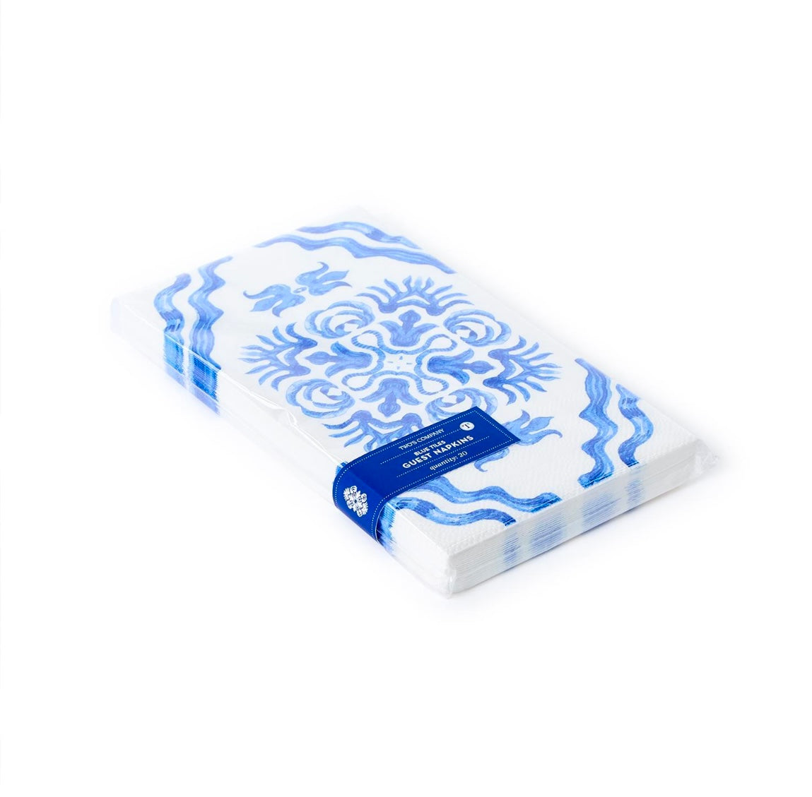 BLUE BLOCK PRINT PAPER GUEST TOWEL