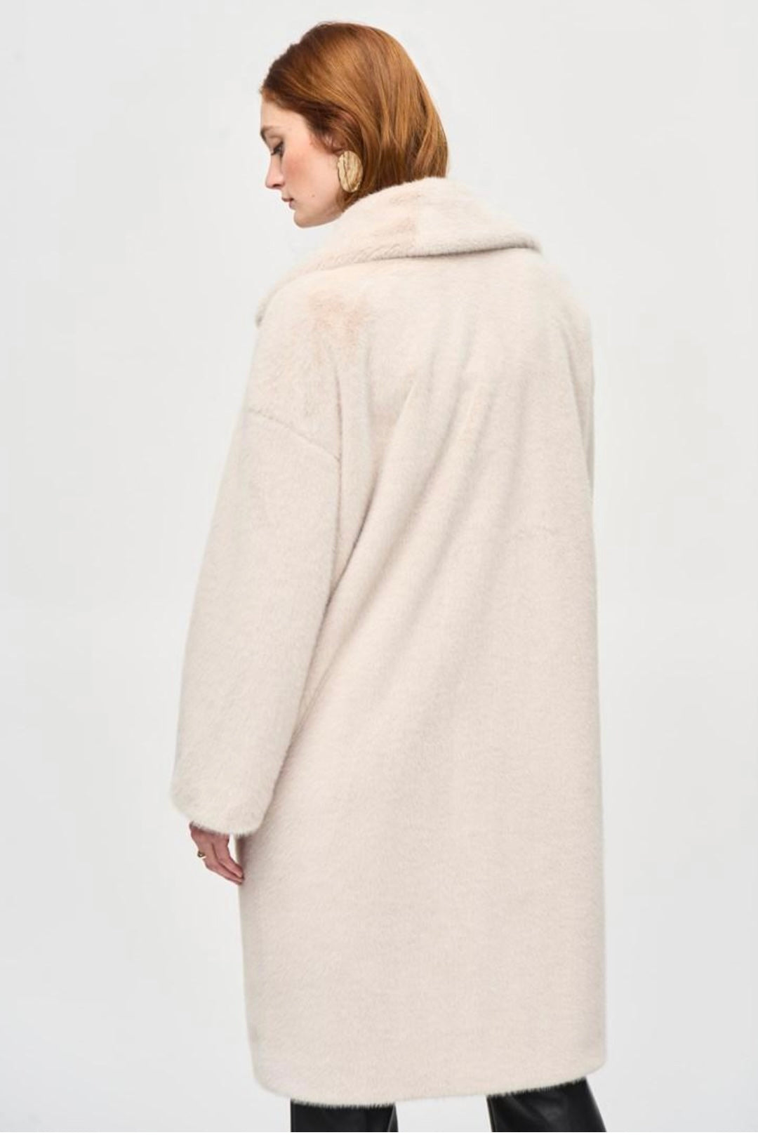 Joseph Ribkoff Faux Fur Coat Cream