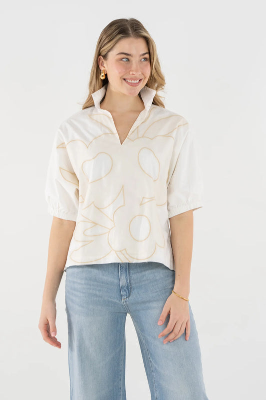 Poppy Top - Beige Bloom