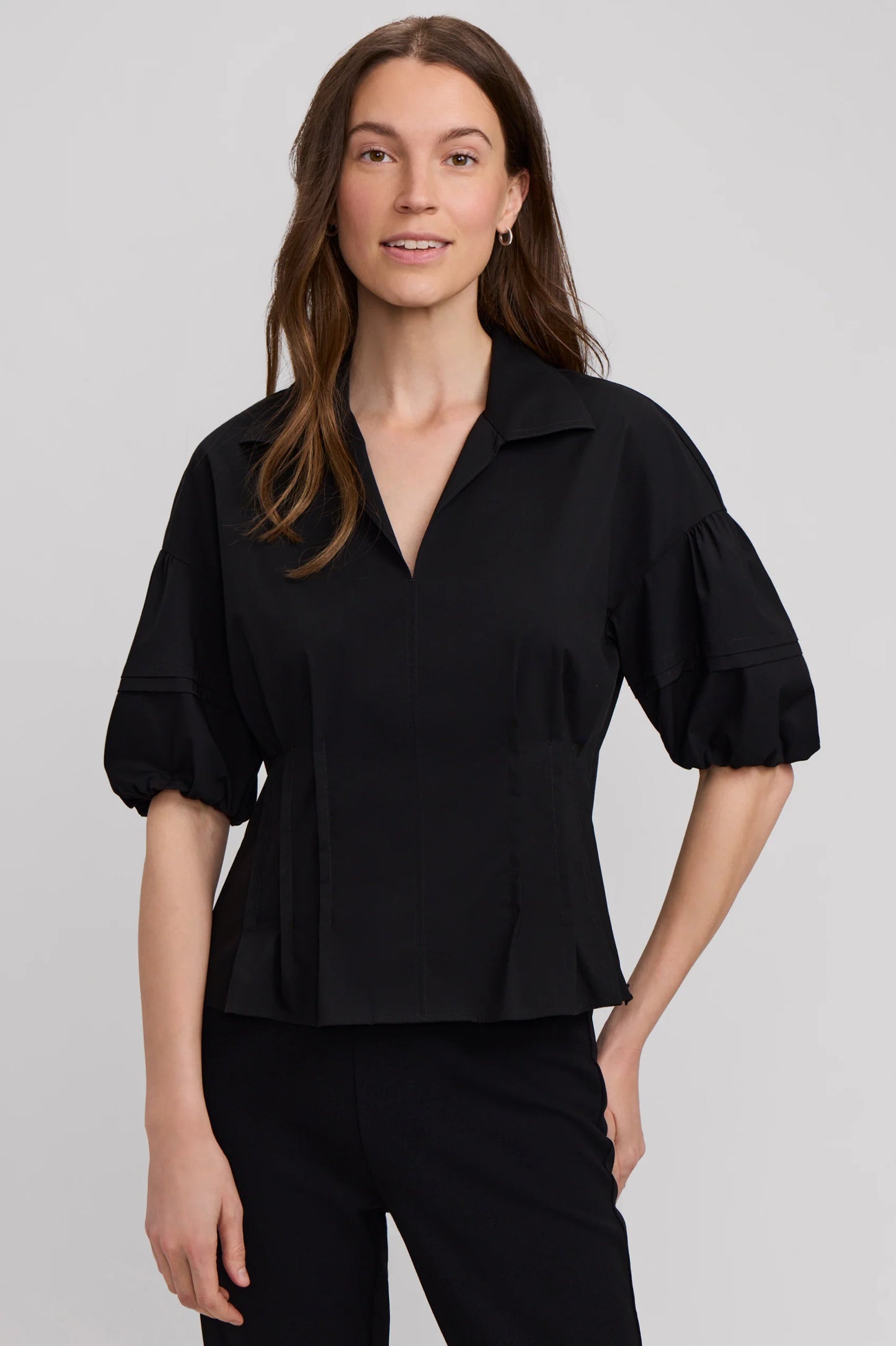 Black Lucia Elbow Sleeve Shirt
