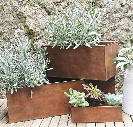 Set of Four Metal Window Boxes