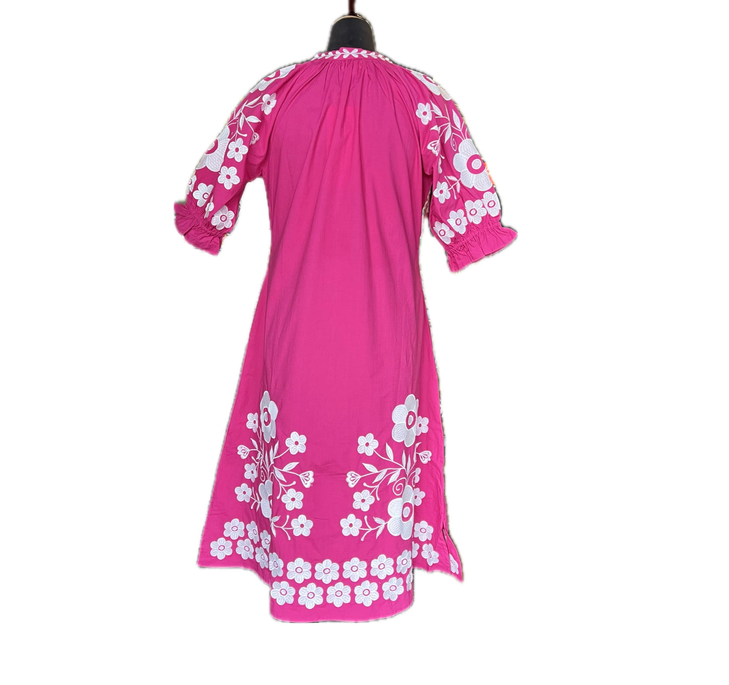 Vati Embroidered Dress-Fuschia