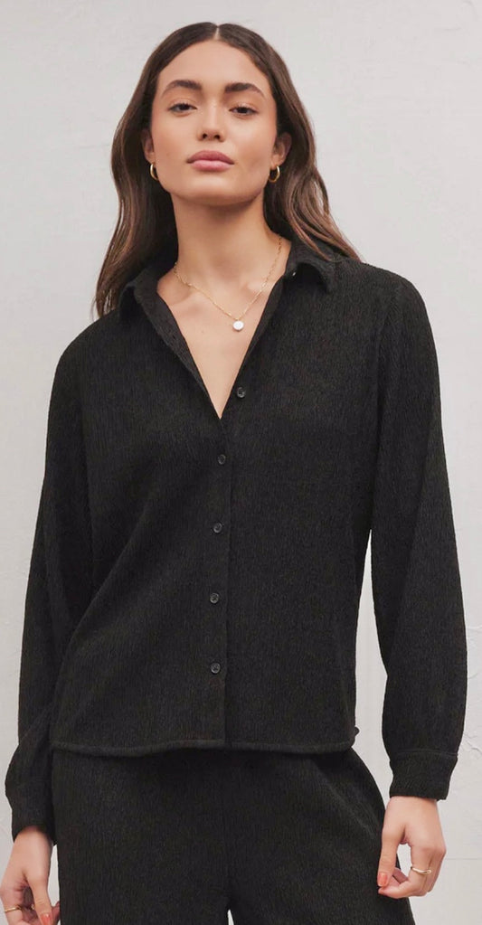 Lyrical Crinkle Top - Black