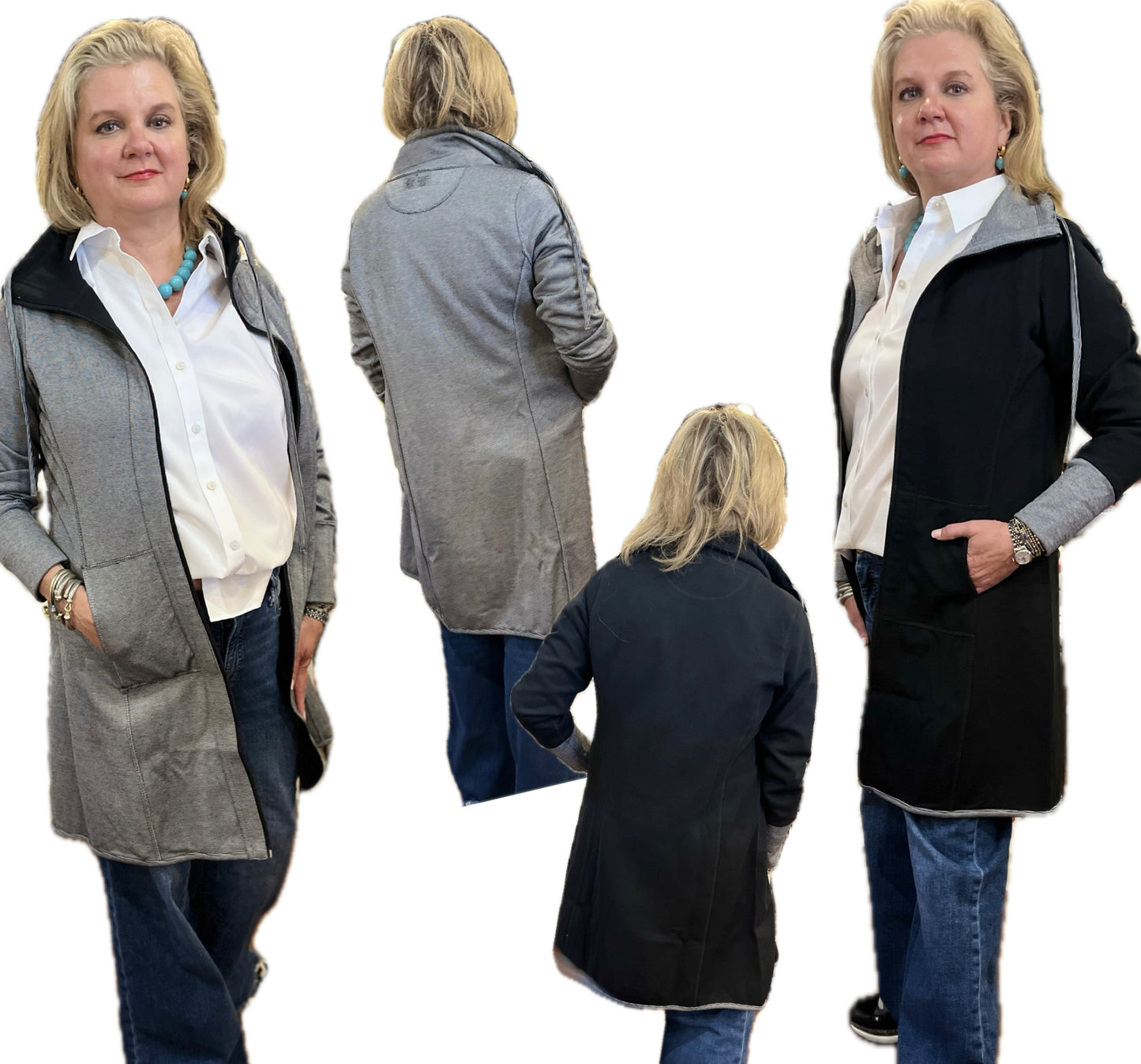 Long Reversible Jacket-Black