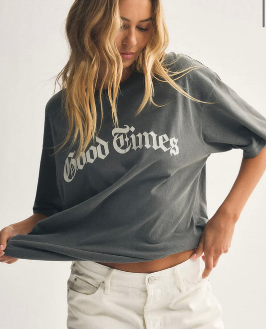 Good Times City Tee-Charcoal Moon
