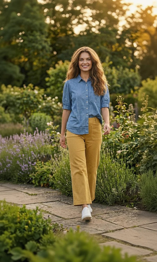 Puff Sleeve Chambray Shirt - Good Girlfriend