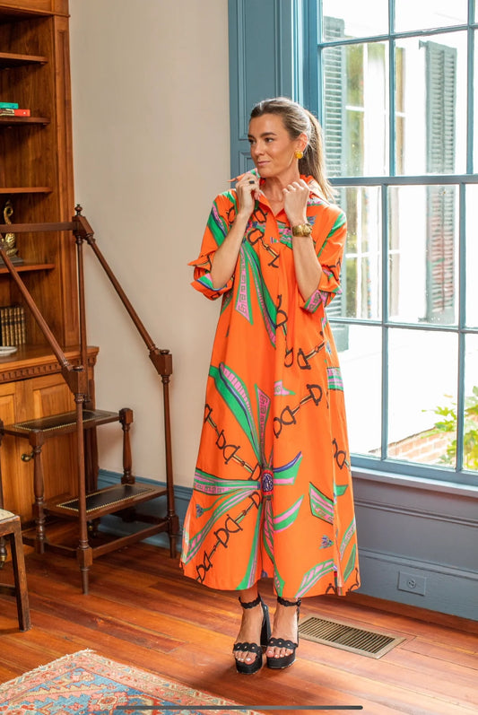 Long Shirt Dress-Estate Orange