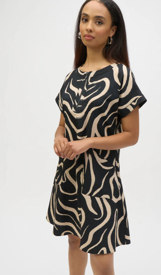 Joseph Ribkoff Parchment/Seersucker A-Line Dress
