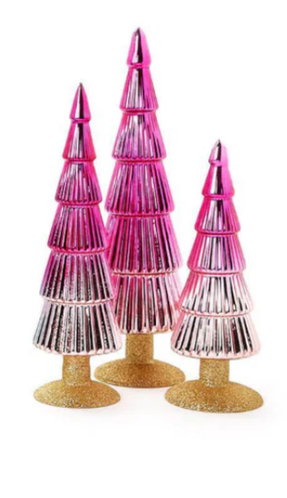 Merry & Bright Mercury Ombre’ Glass Christmas Tree - Set of 3