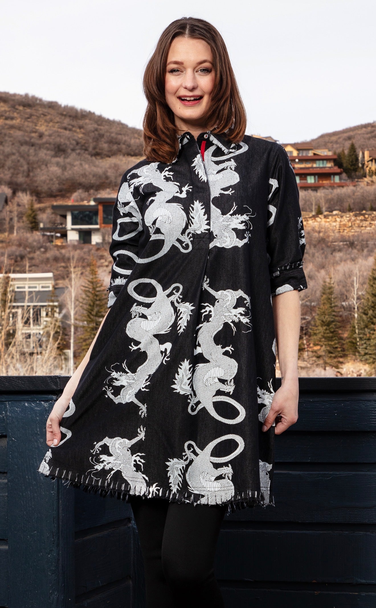 Chatham Black And White Dragon Dress