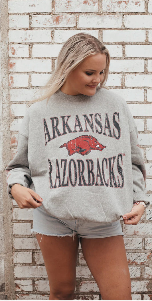 ARKANSAS WYNN STAR SLEEVE Oversized FLEECE CREW Sweatshirt