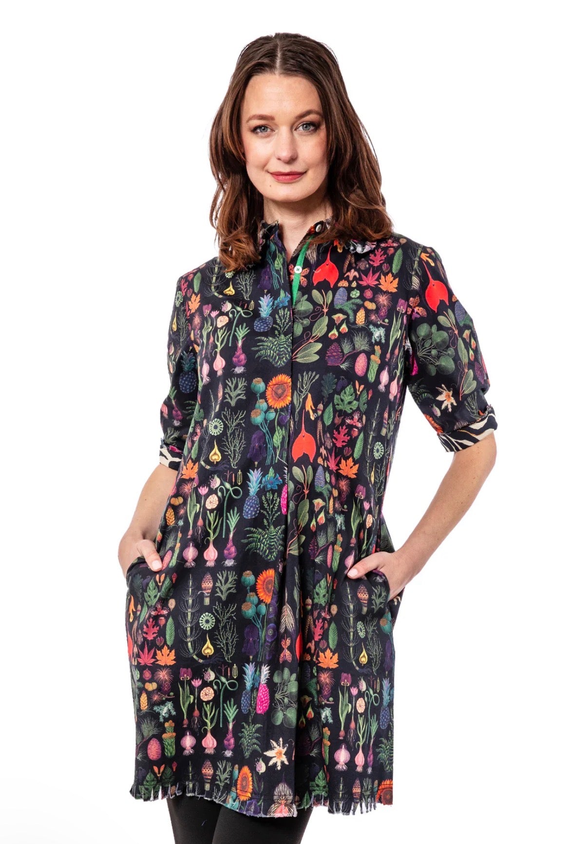 Chatham Dress-Black Botanical Print