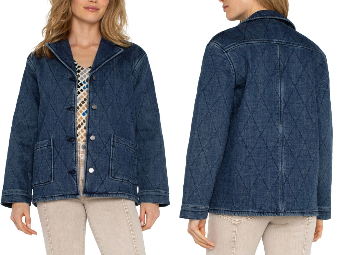 Notched Collar Quilted Barn Jacket