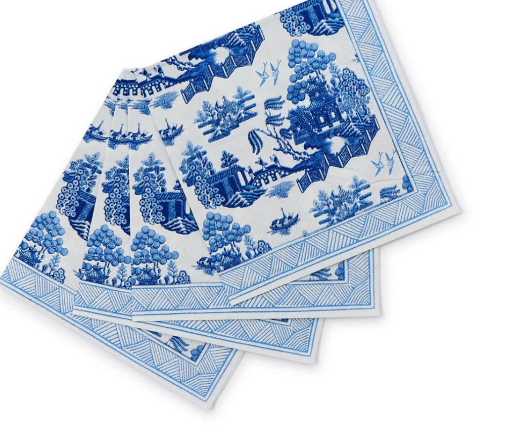 Blue Willow 3-Ply Paper Cocktail Napkins