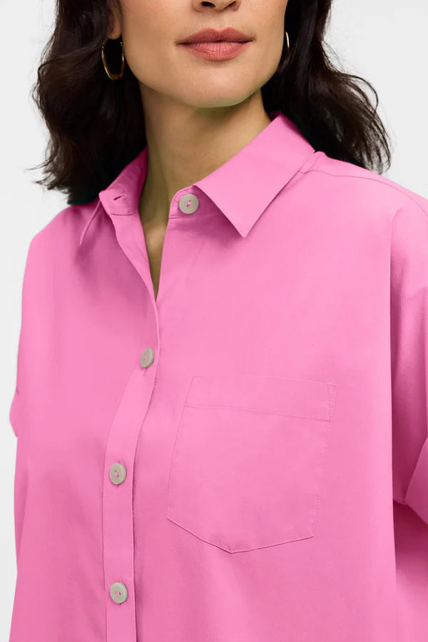 Abigail No Iron Stretch Short Sleeve Shirt-Pink