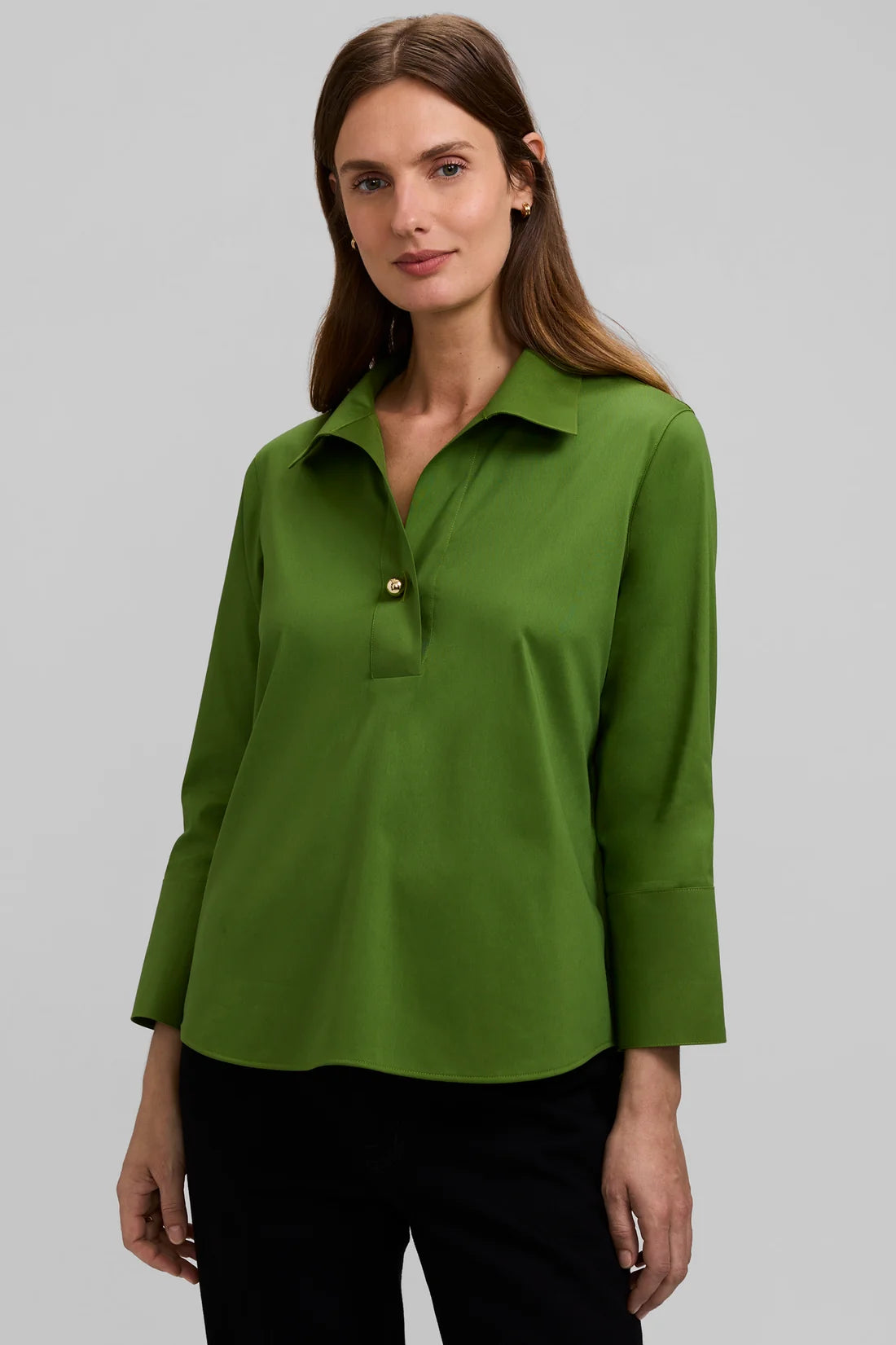 Catalina Stretch Matte Sateen 3/4 Sleeve Popover Shirt