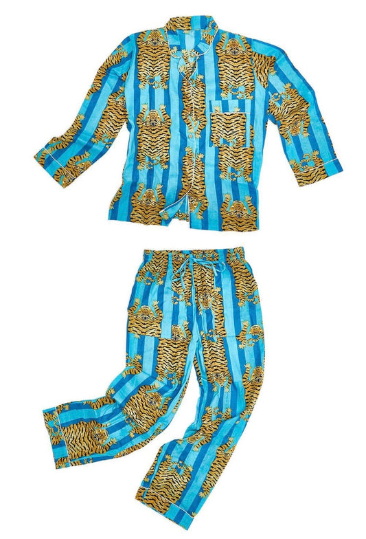 Eye of the Tiger Cotton Printed Pajamas