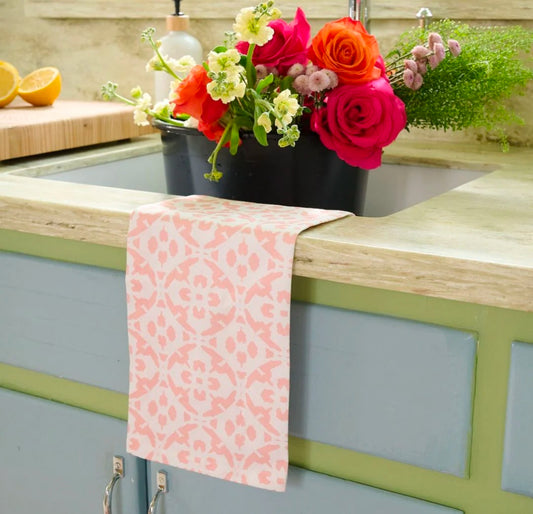 Laura Park Porto Tiles Blush Tea Towel