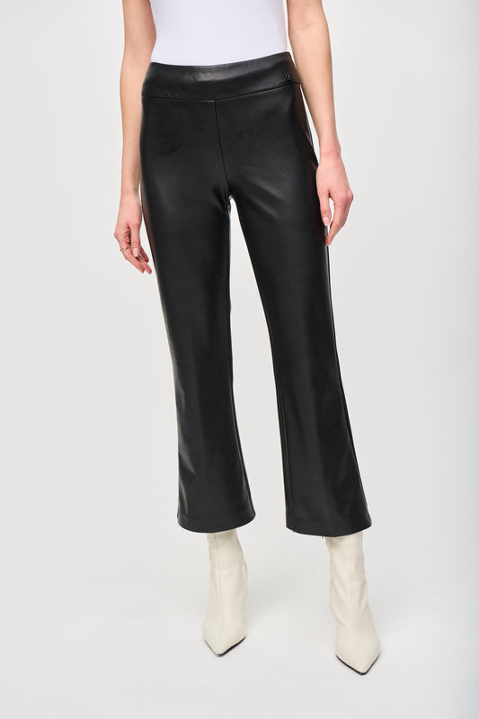 Leatherette Flared Pull-On Pants - Black