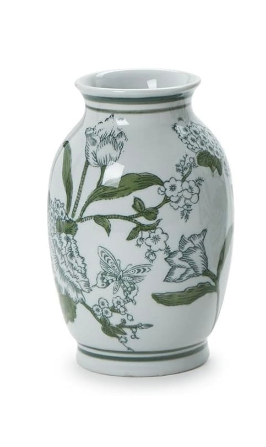 Primrose and Lotus Chinoiserie Vase 8.5”