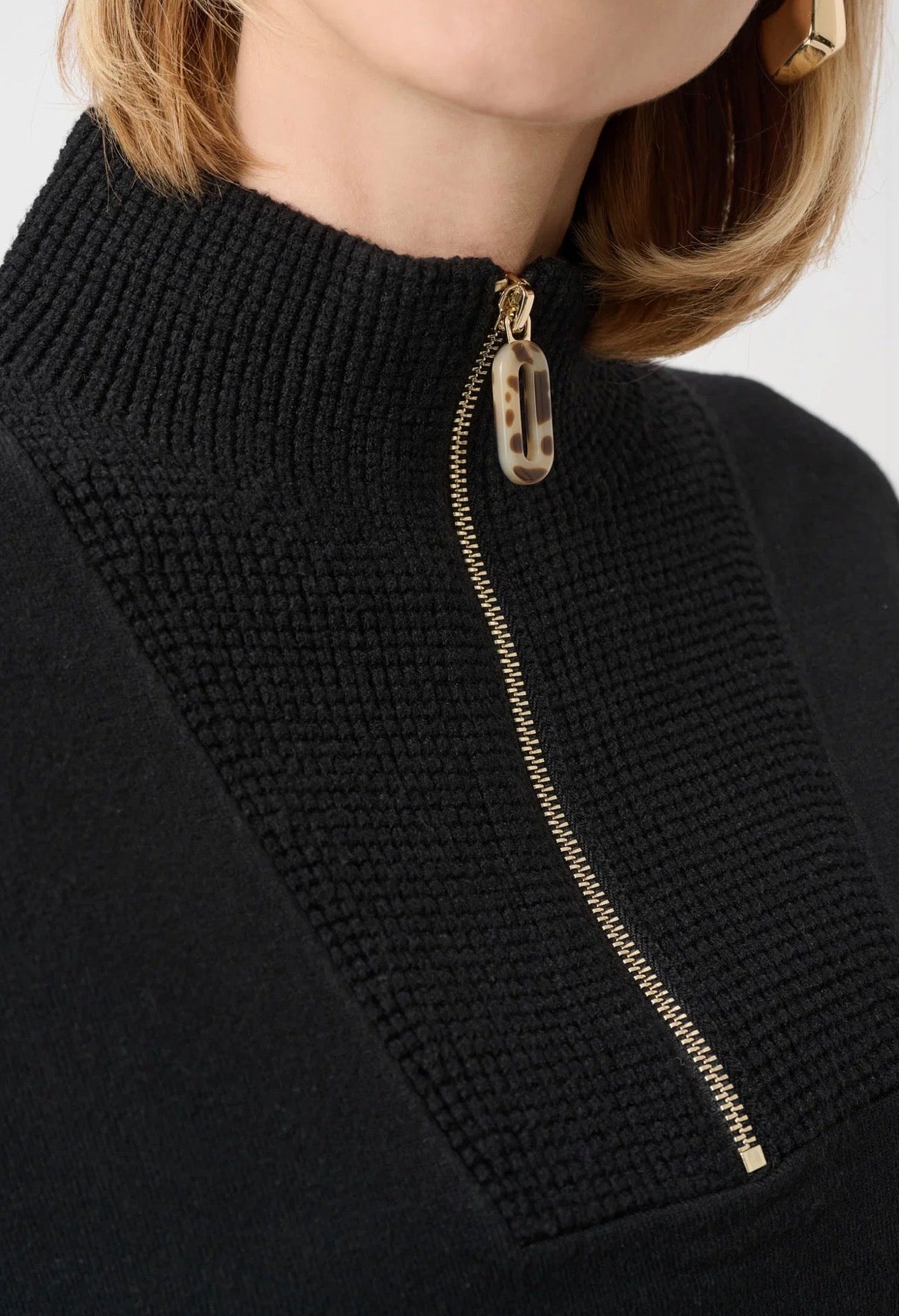 Ribbed Trim Half - Zip Pullover