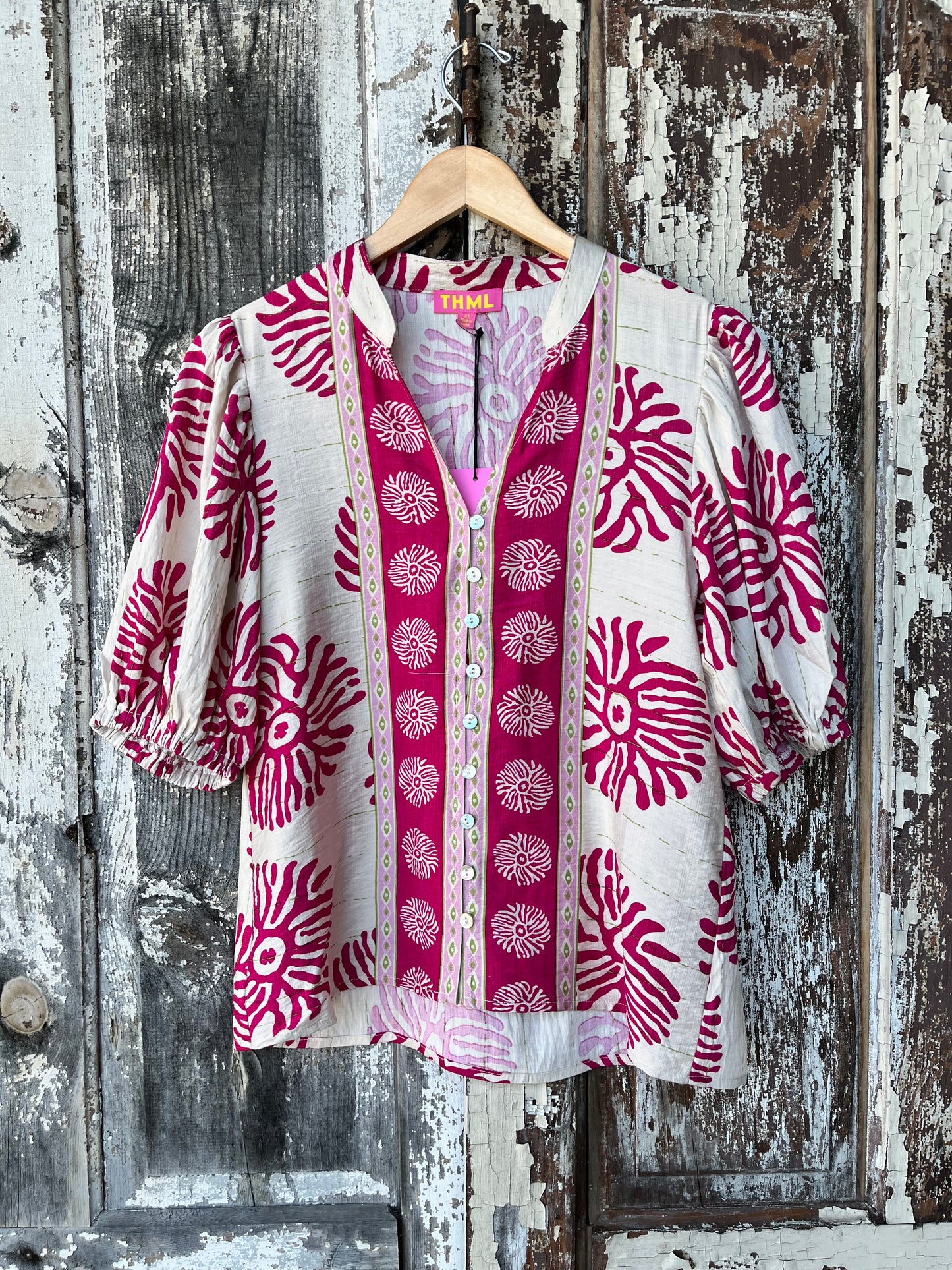 Boho Button-Front Blouse